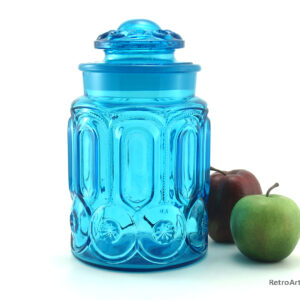 Blue Moon and Star Retro Glass Kitchen Canister 1950s - 1970s