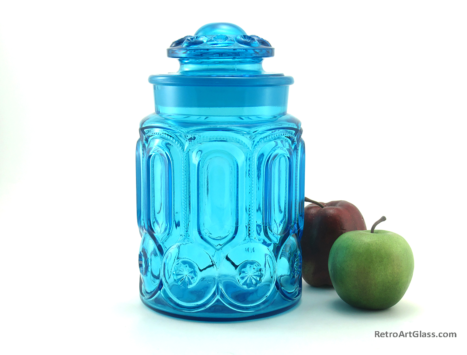 Blue Moon and Star Retro Glass Kitchen Canister 1950s - 1970s