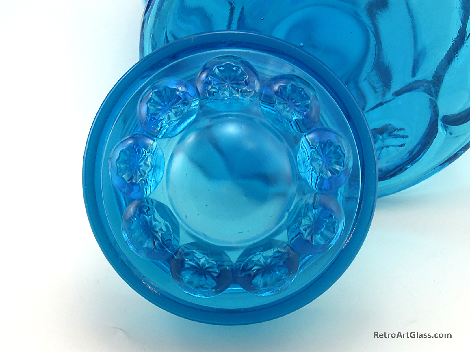 Blue Moon and Star Retro Glass Kitchen Canister 1950s - 1970s - Image 4