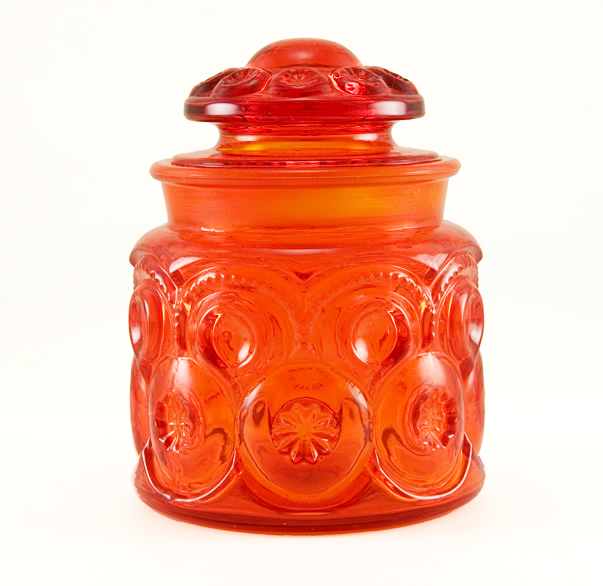 Moon and Star Tangerine Dream Art Glass Jar