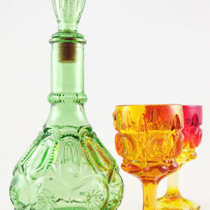 Moon and Star Uranium Glass Decanter with Label