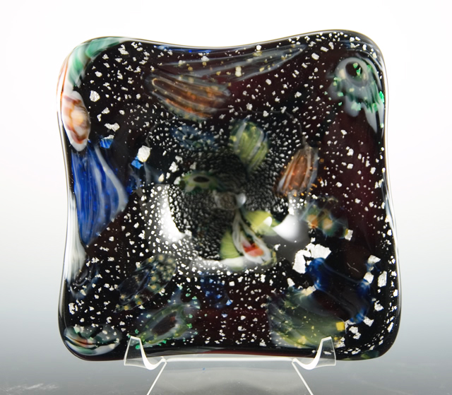 Black Amethyst Galaxy Bowl Murano Art Glass