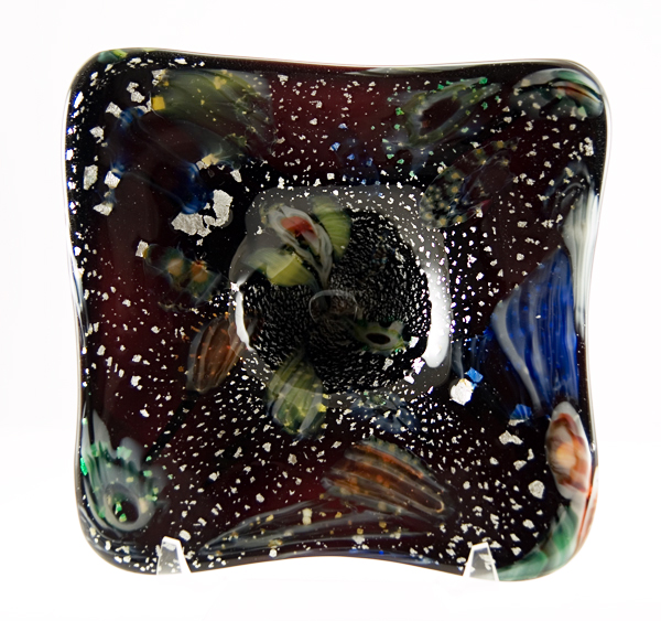 Black Amethyst Galaxy Bowl Murano Art Glass - Image 4