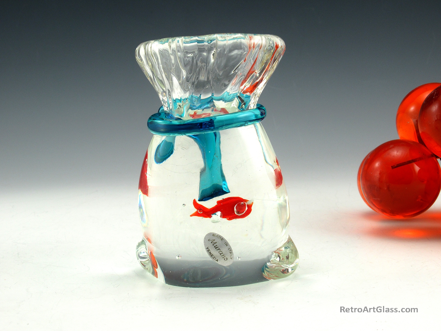 Large Vintage Murano Art Glass Goldfish Bag - Image 5
