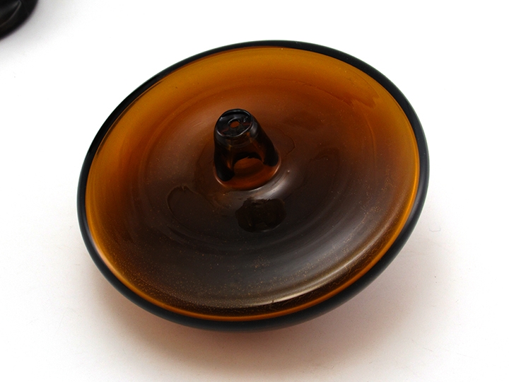 Glass Mushroom Stopper in Cinnamon Brown Mid-Century Modern - Image 3