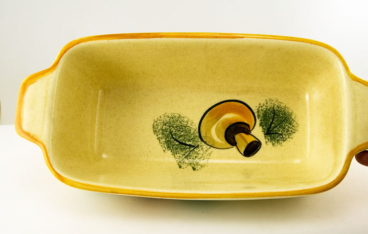 Mushroom Kitchen Decor Signed X Pottery Loaf Pan - Image 3