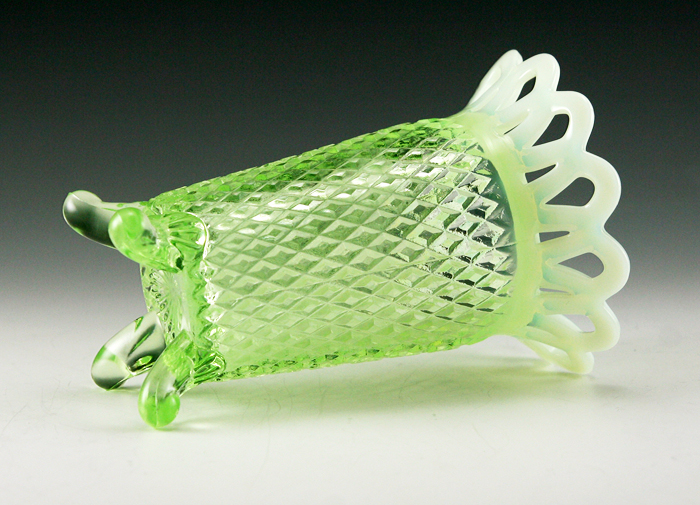 Opaline Vaseline Glass English Hobnail Vase by Imperial - Image 3