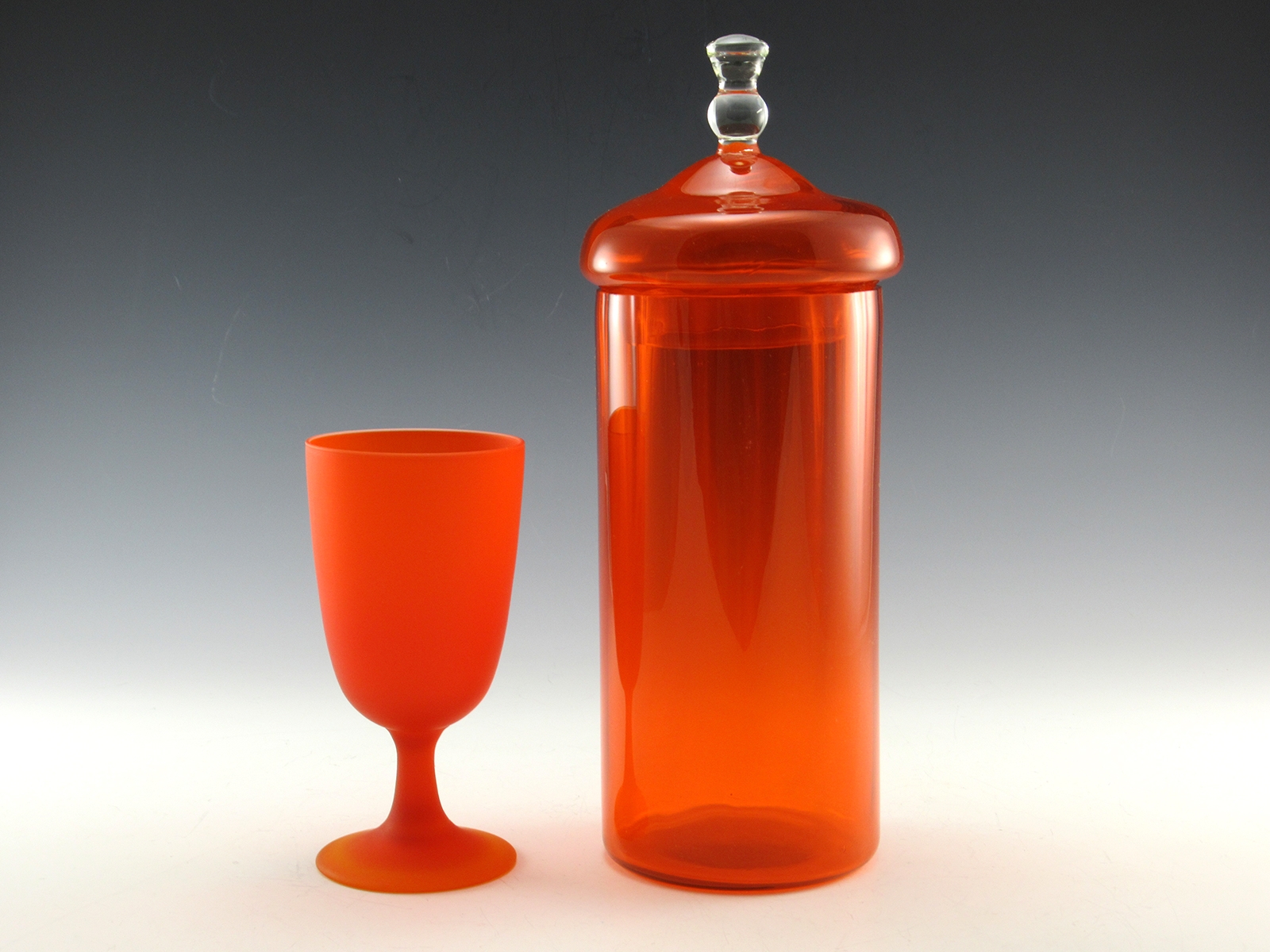 Tall Retro Decor Optic Glass Canister in Tangerine - Image 3