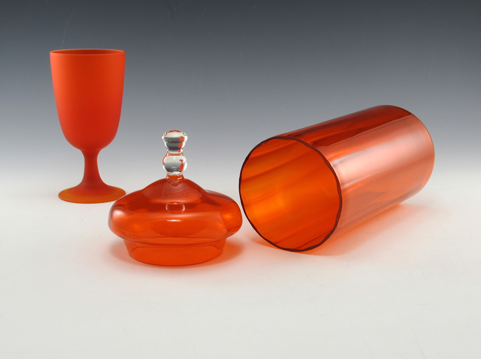 Tall Retro Decor Optic Glass Canister in Tangerine - Image 2