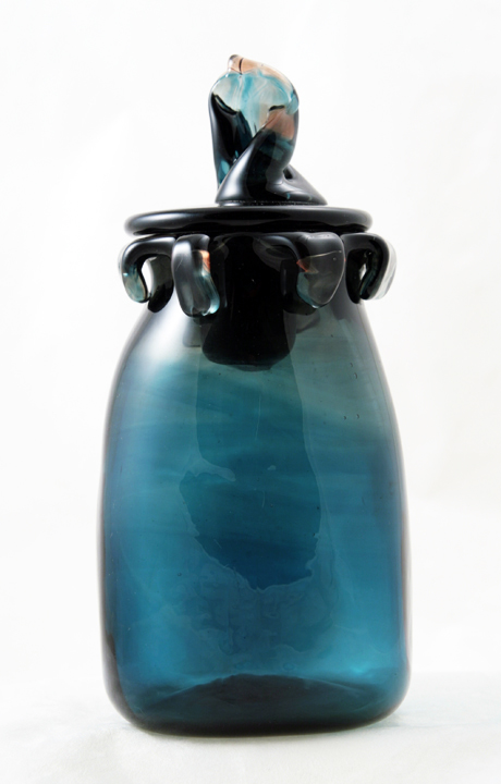 Organic Style Blown Glass Jar Signed Carter