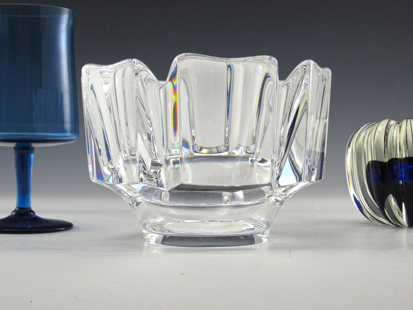 Orrefors Crystal Corona Occasional Bowl with Engraved Signature