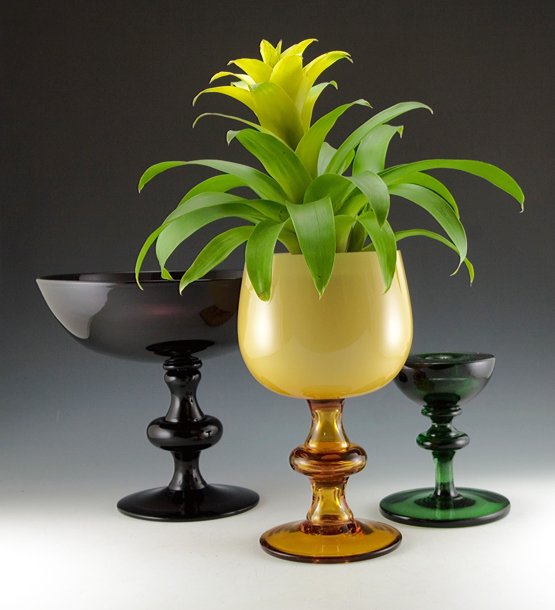 Oversize Cased Glass Goblet with Cushion Knop Stem - Image 2