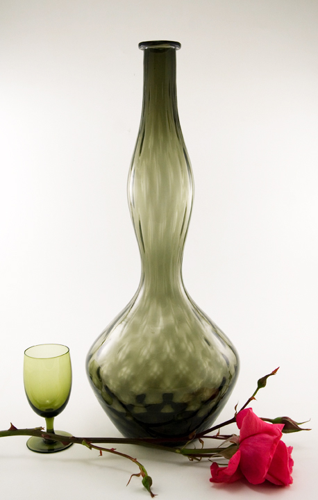Oversized Italian Blown Optic Glass Bottle Vase - Image 3