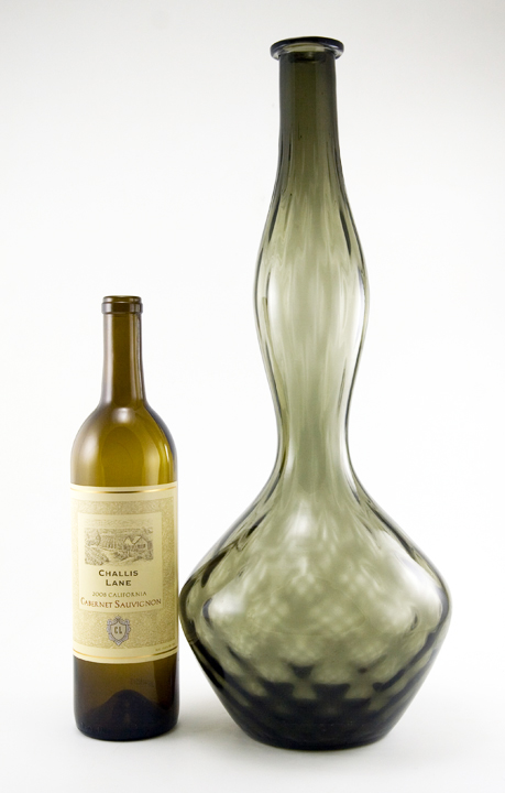 Oversized Italian Blown Optic Glass Bottle Vase