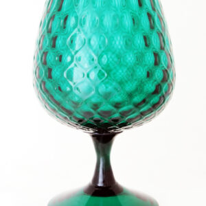 Peacock Blue Glass Diamond Rib Optic Snifter Vase