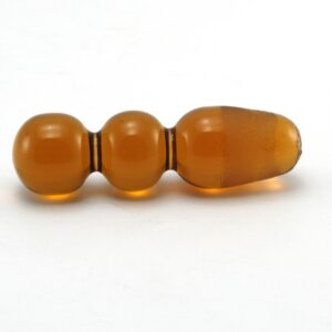 Amber Glass Stopper Double Ball Rainbow Art Glass Style