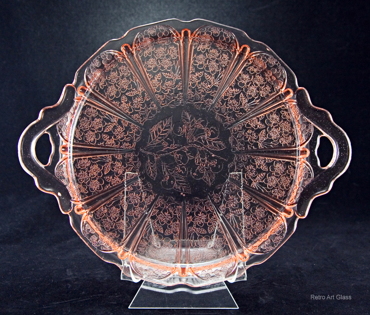Pink Depression Glass Cherry Blossom Serving Tray
