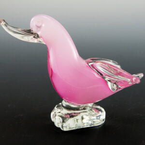Pink Opaline Murano Art Glass Bird Figurine
