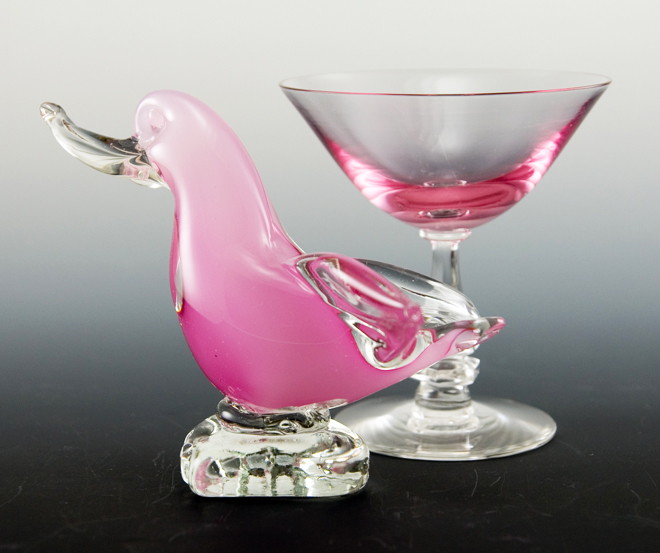 Pink Opaline Murano Art Glass Bird Figurine - Image 3