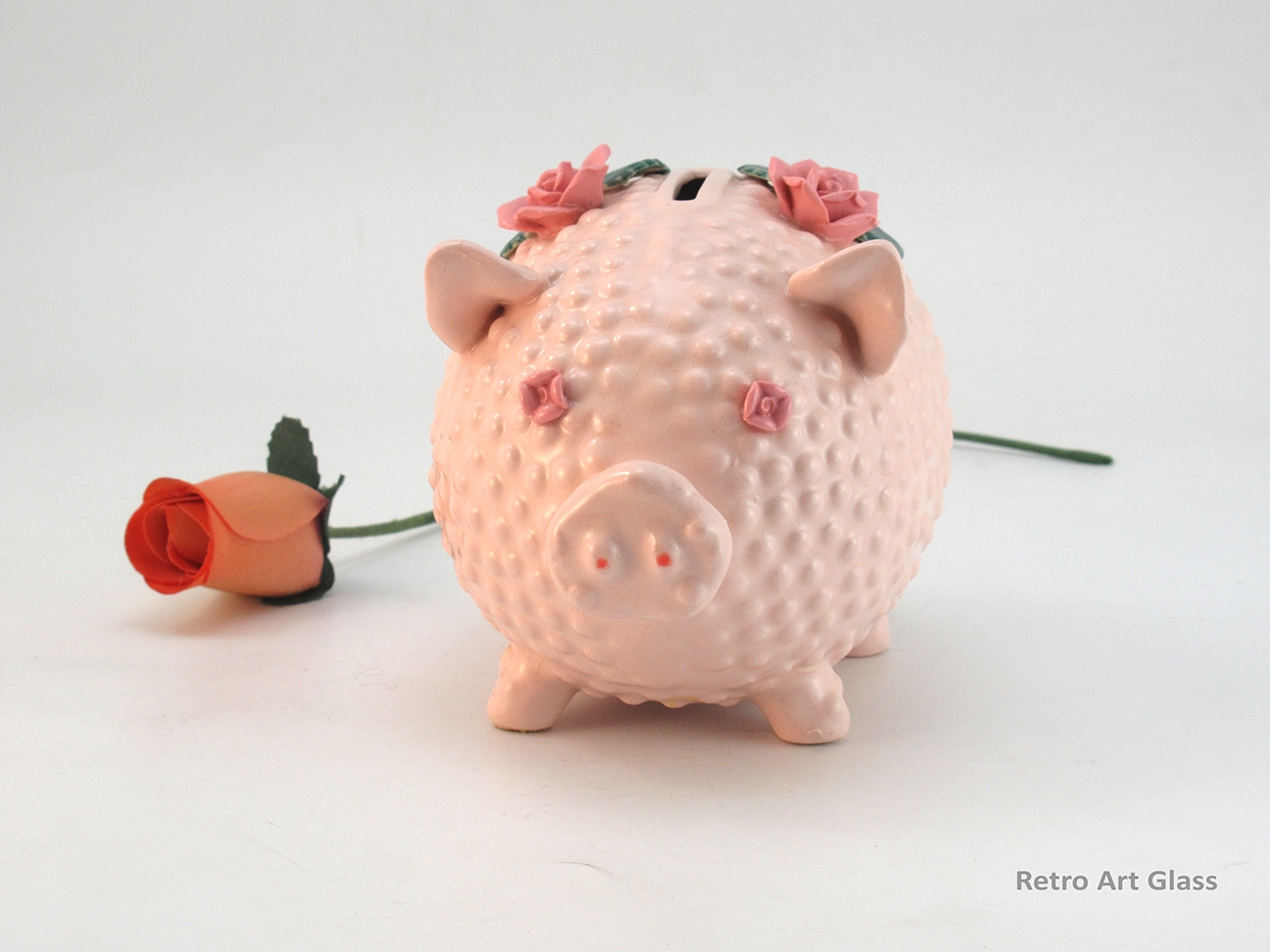Pink Piggy Bank Retro Mid-20th Century in Perfect Condition with Label - Image 3