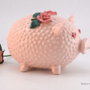 Pink Piggy Bank Retro Mid-20th Century in Perfect Condition with Label