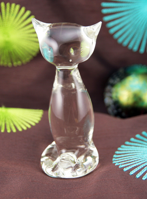 Crystal Cat Figurine by Rainbow Art Glass
