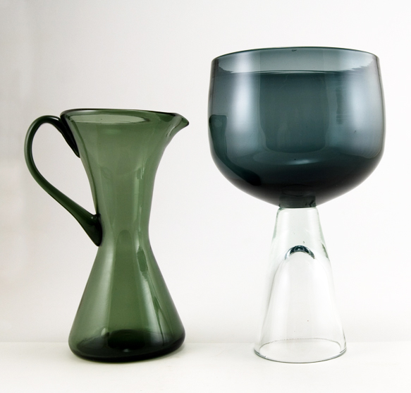 Rare Blenko Art Glass Husted Charcoal Chalice Vase - Image 2