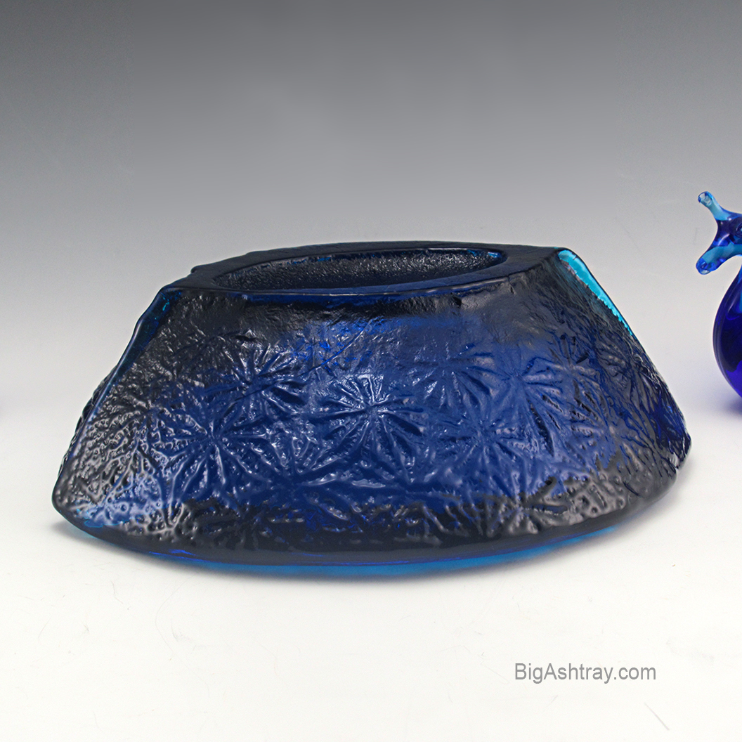 Rare Blenko Art Glass Boat Bowl with Rayed Pattern Myers 1967