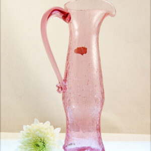 Rare Blenko Pink Rose Crackle Glass Jug
