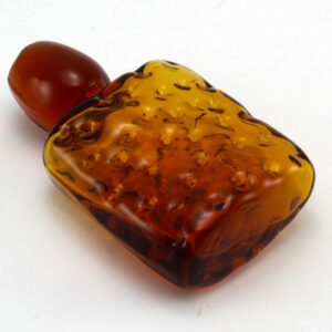 Hand-Blown Decanter Stopper Big Amber Glass Dimpled Square