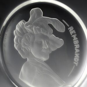 Rembrandt Portrait Carved Val Saint Lambert Art Glass Plate