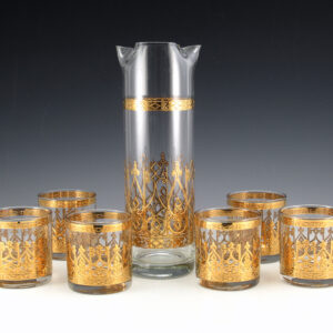 Culver Glass Cocktail Set Espana Pattern 22-K Gold