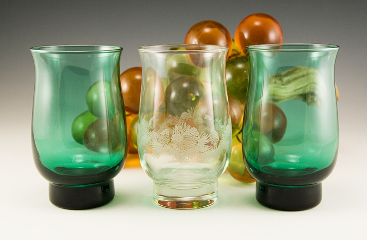 Retro Christmas Glass Vase Candle Holder Set