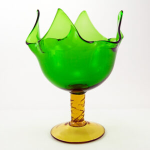 Retro Decor Vase Blown Glass with Twisted Stem