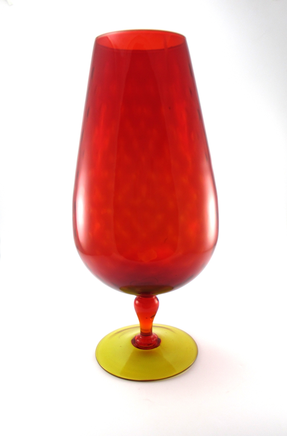 Huge Mod Art Glass Mid-Century Balloon Vase Ruby Optic - Image 2