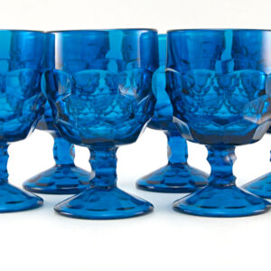 Retro Modern Georgian Bluenique Glass Goblets