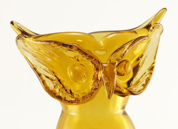 Retro Mod Italian Empoli Blown Glass Owl Vase - Image 3