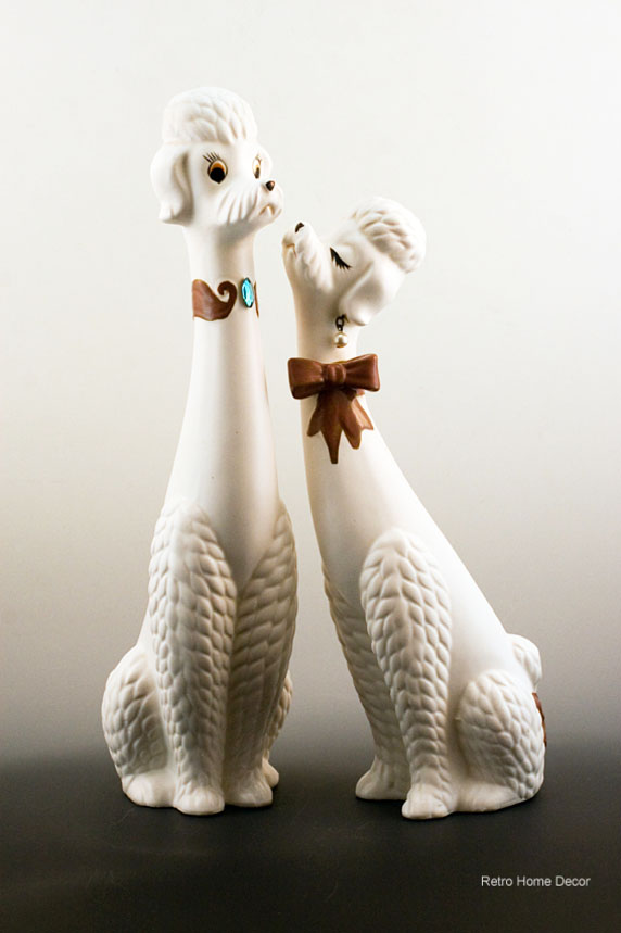 Retro Modern Tall Ceramic Poodles from 1960's