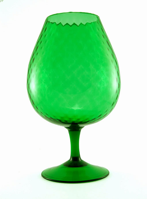 Big Retro Modern Optic Blown Glass Goblet Vase - Image 2