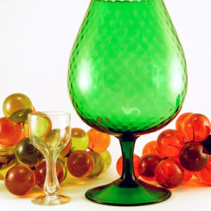 Big Retro Modern Optic Blown Glass Goblet Vase