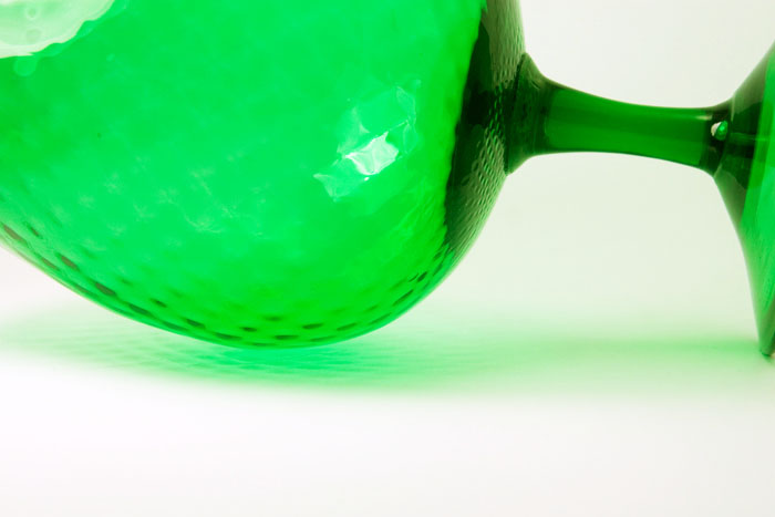 Big Retro Modern Optic Blown Glass Goblet Vase - Image 3