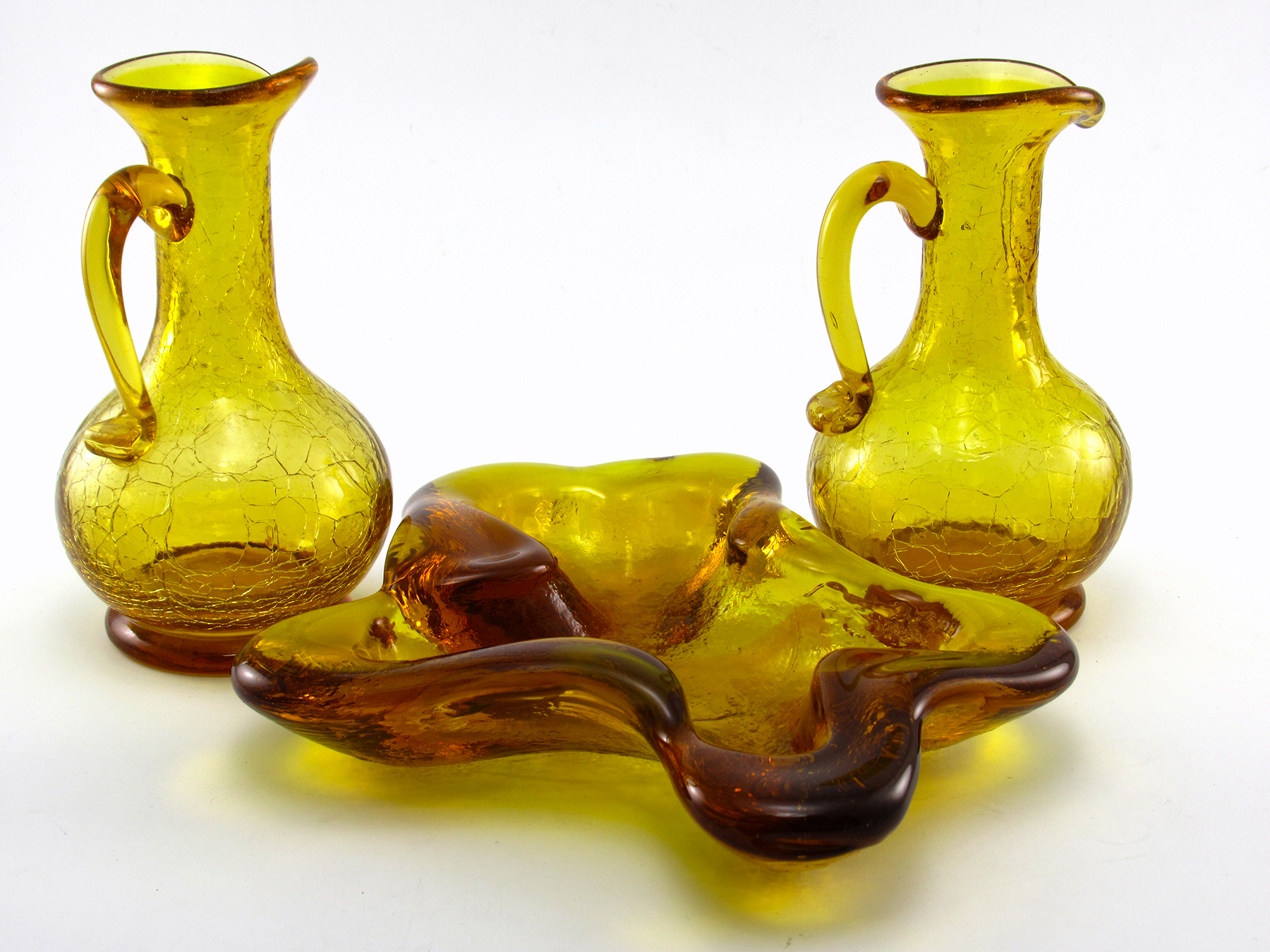 Vintage Glass Cruets in Amber Crackle by Kanawha - Image 6