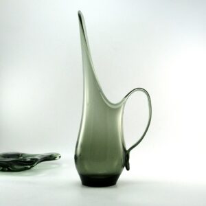 Swedish Modern Decor Tall Hand-Blown Glass Pitcher Vase