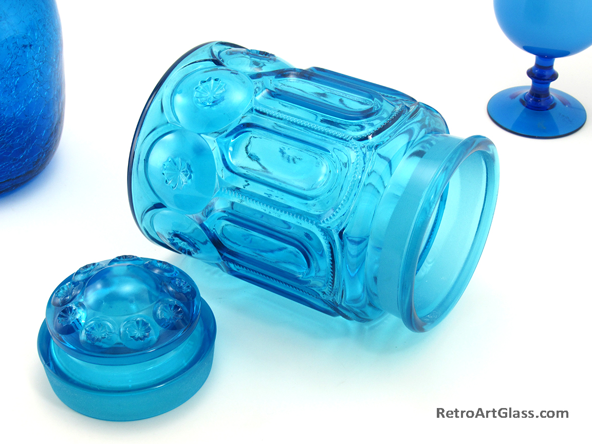 Blue Moon and Star Retro Glass Kitchen Canister 1950s - 1970s - Image 5