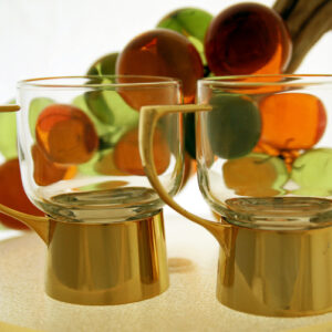 Swedish Modern Style Metal and Glass Mug Set 10