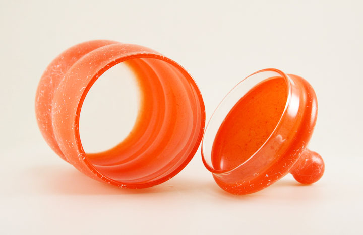 Vintage Glass Canister Jar in Orange Spatter - Image 3