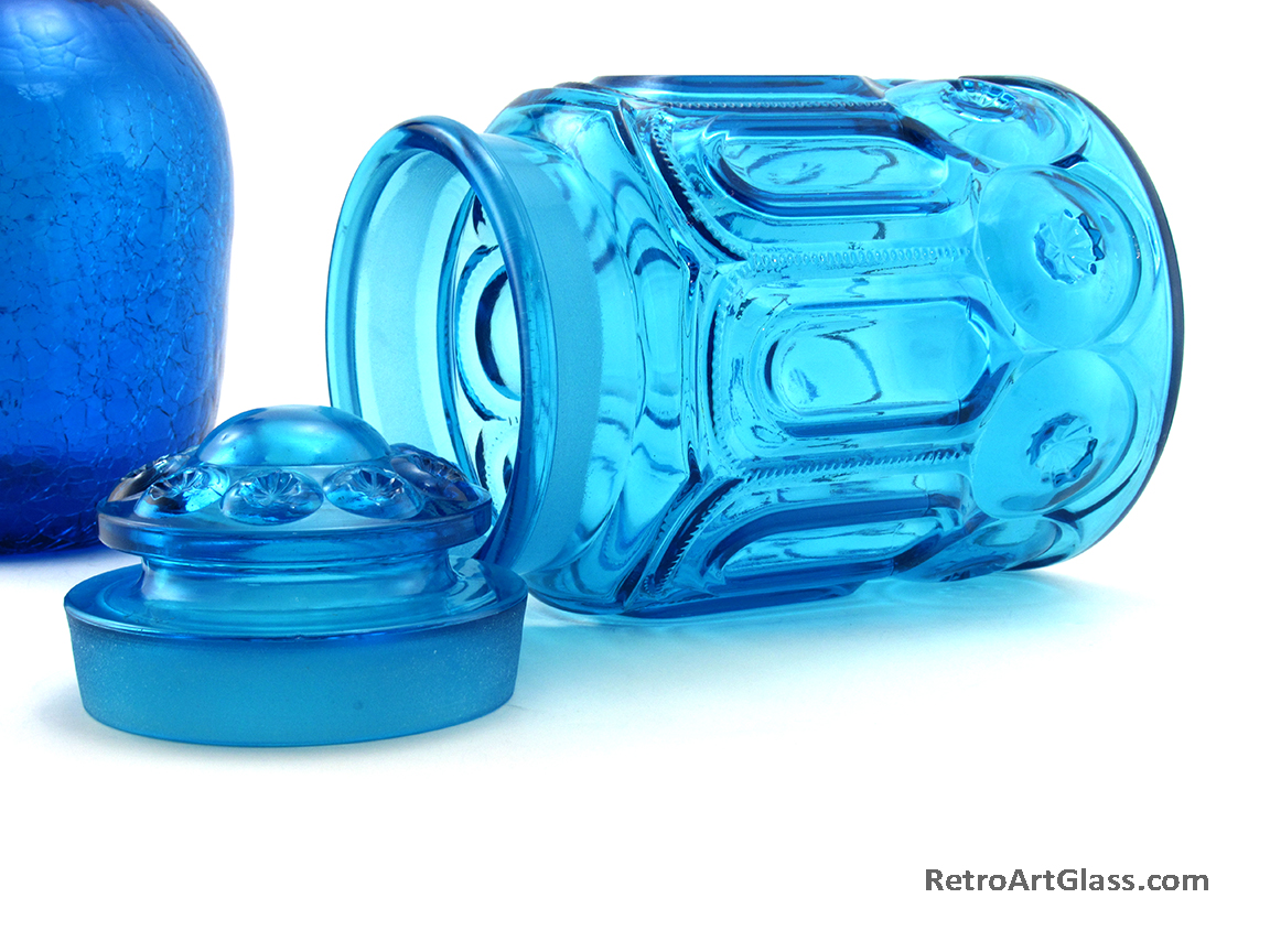 Blue Moon and Star Retro Glass Kitchen Canister 1950s - 1970s - Image 3