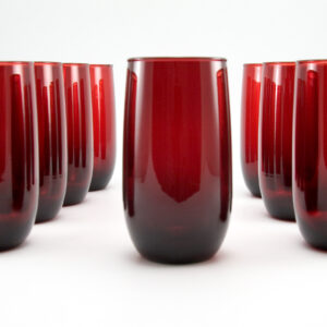 Retro Royal Ruby Tumblers Set of Eight 9 oz Water