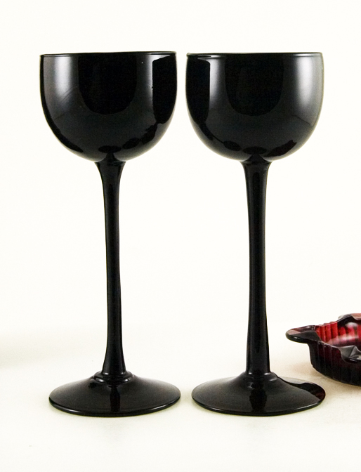 Ruby Black Handblown Glass Stemware