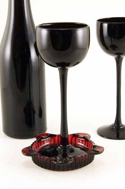 Ruby Black Handblown Glass Stemware - Image 2